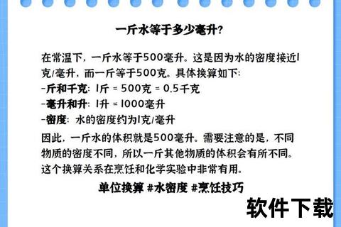 一升水重量换算解析-体积与斤的转换关系及实际应用