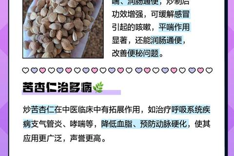 炒苦杏仁的功效解析-止咳润肺与肠道健康双重作用